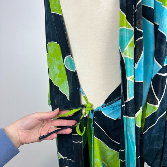 Lotus-Traders Batik Kimono 4X Colorful Abstract Art to Wear Duster Cover Up - Picture 9 of 14